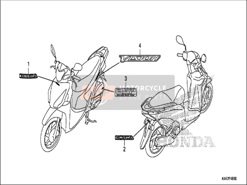 Honda NSC110MPD 2017 Sticker voor een 2017 Honda NSC110MPD